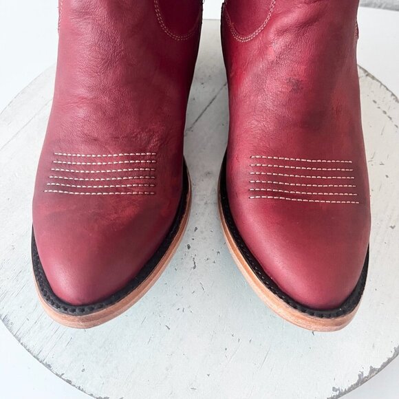 Lane MONICA Knee High Womens Cowboy Boots 8 Red Leather Western Style 17" Tall - Picture 6 of 11